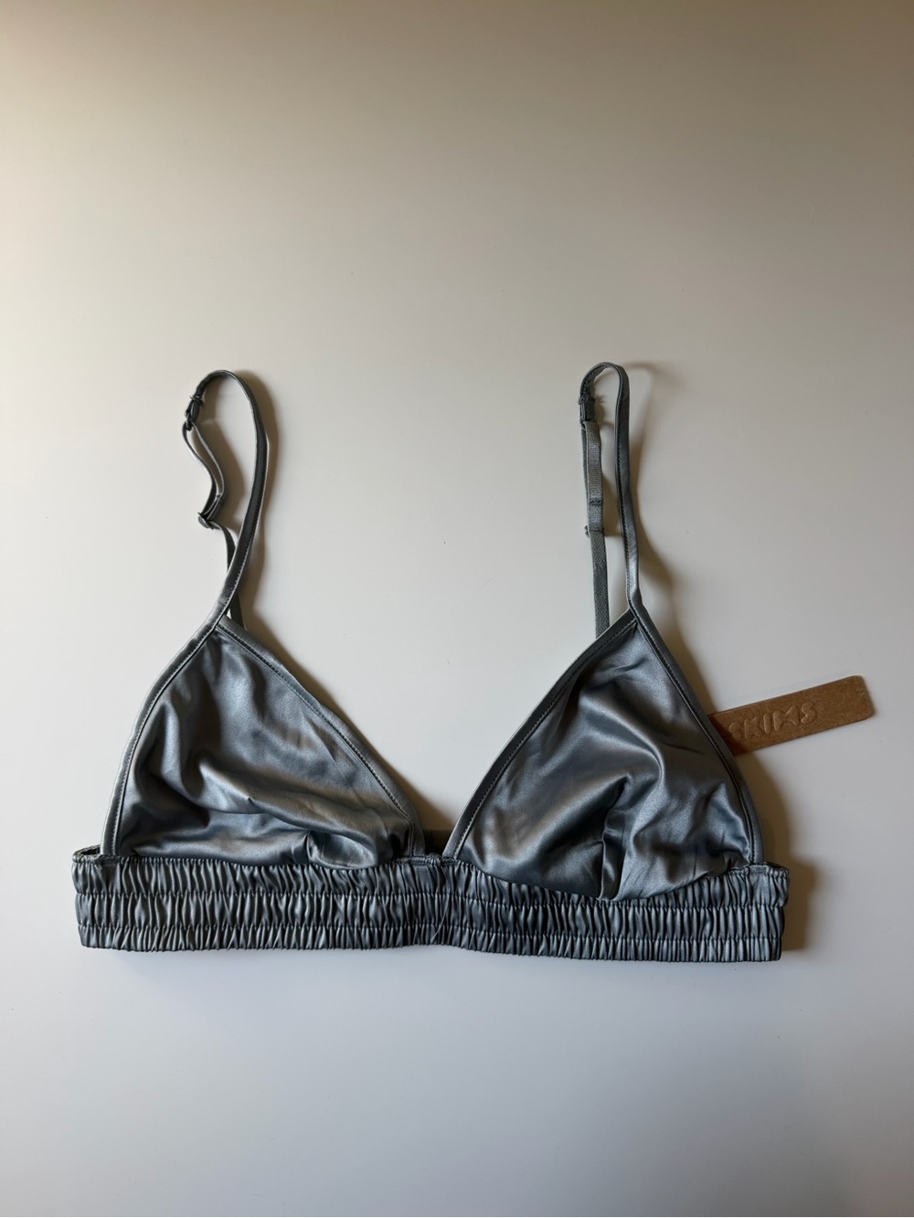 SKIMS Grey Metallic Triangle Bralette XXS NWT